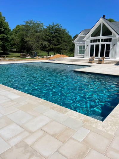 Modern house with pool and patio area