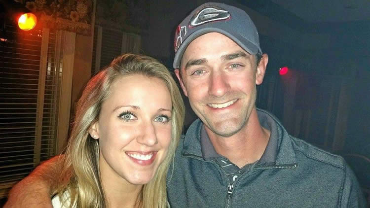 Smiling couple enjoying a night out together.