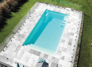 Aerial view of modern rectangular swimming pool