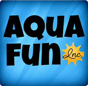 Aqua Fun logo on blue background